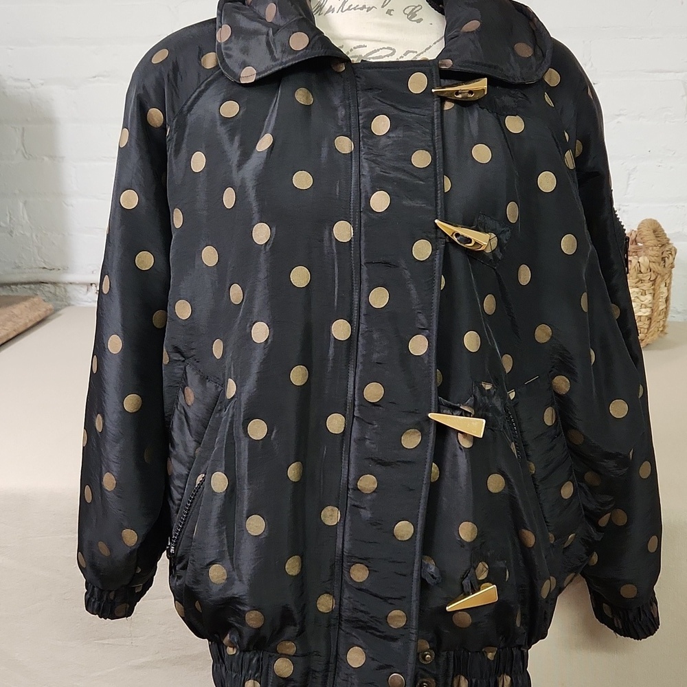 80sVintage Oversized Carole Little Black And Gold Nylon